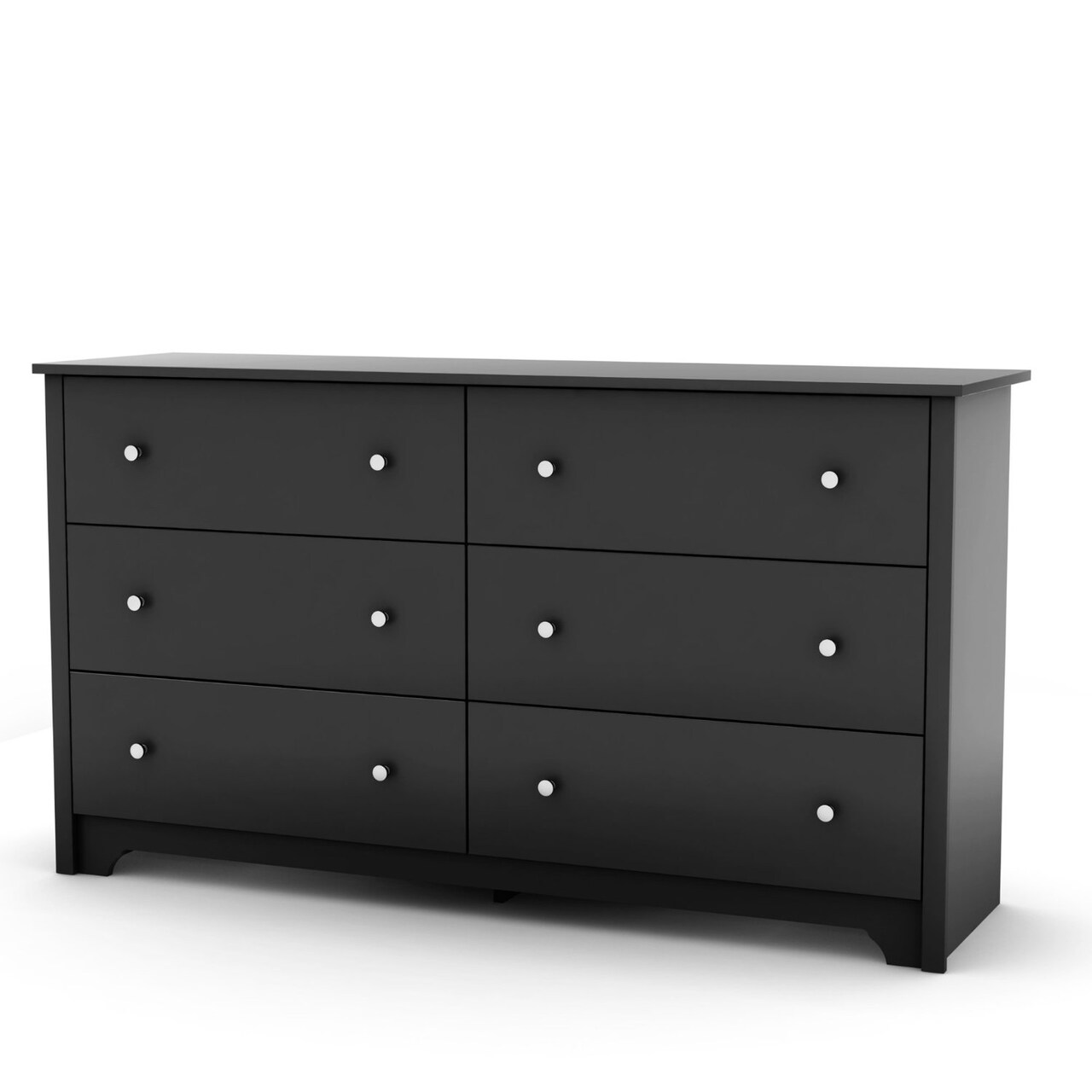 Transitional 6-Drawer Black Dresser with Nickel Handles and Smooth Glide Drawers